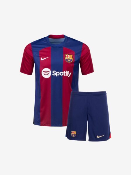 Kids Barcelona Home Jersey And Shorts