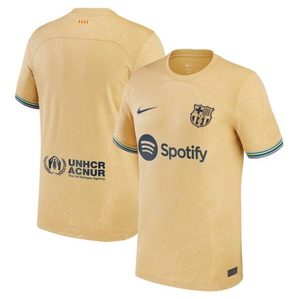 Men’s Nike Yellow Barcelona 2022_23 Away Replica Blank Jersey